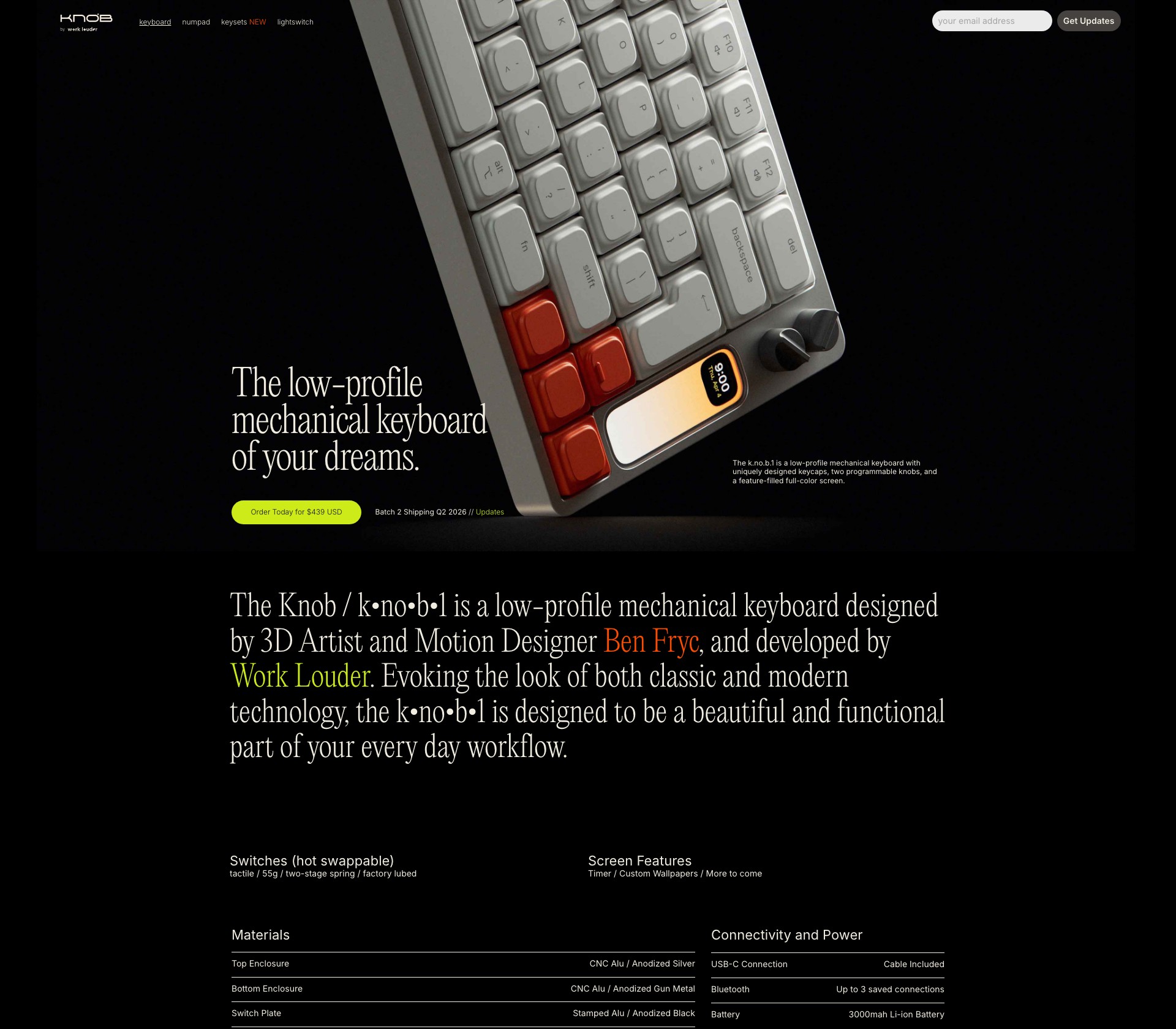 KNOB / k.no.b.1 / Low Profile Mechanical Keyboard - image 2